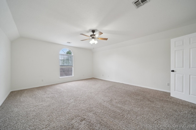 9227 S 95th E Ave, Tulsa, OK 74133 - carpeted empty room featuring a ceiling fan, baseboards, and vaulted ceiling