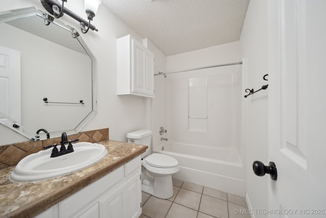 9227 S 95th E Ave, Tulsa, OK 74133 - full bath featuring vanity, tile patterned flooring, a textured ceiling, toilet, and shower / bathtub combination