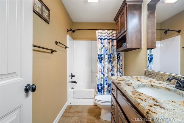 15065 N 148th Ave E, Collinsville, OK 74021 - bathroom with vanity, toilet, baseboards, and shower / bath combo with shower curtain