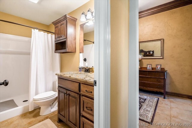 15065 N 148th Ave E, Collinsville, OK 74021 - full bath featuring vanity, toilet, curtained shower, and tile patterned floors