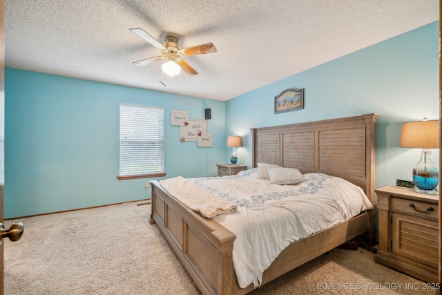 2630 W Boston Pl, Broken Arrow, OK 74012 - bedroom featuring a textured ceiling, light carpet, and a ceiling fan