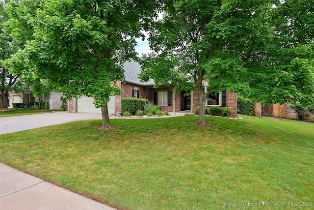11715 S 93rd E Ave, Bixby, OK 74008 - view of property hidden behind natural elements with driveway, brick siding, and an attached garage