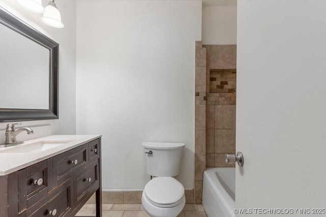 349 S 185th E Ave, Tulsa, OK 74108 - full bathroom featuring vanity, toilet, tile patterned floors, and baseboards
