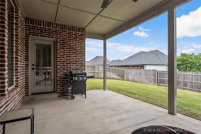 12934 S 2nd St, Jenks, OK 74037 - view of patio / terrace with area for grilling and a ceiling fan