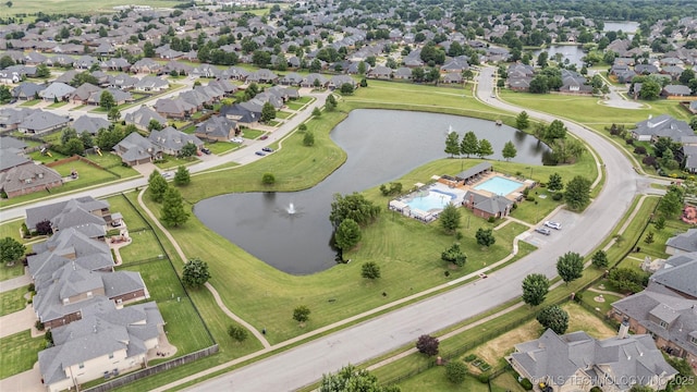 12934 S 2nd St, Jenks, OK 74037 - aerial overview of property's location featuring nearby suburban area, a large body of water, and a pool area