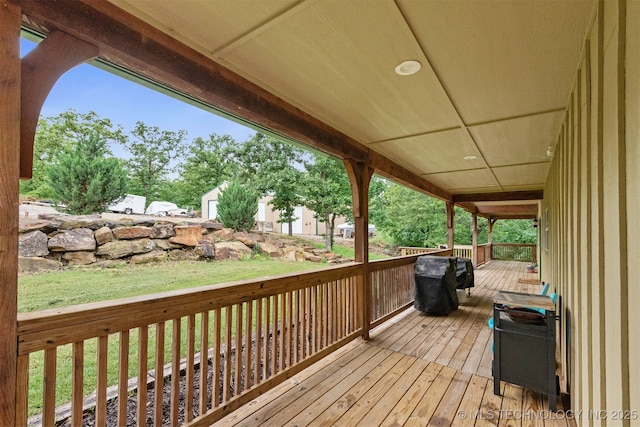 5687 Lake Jackson Rd, Mounds, OK 74047 - wooden deck with grilling area
