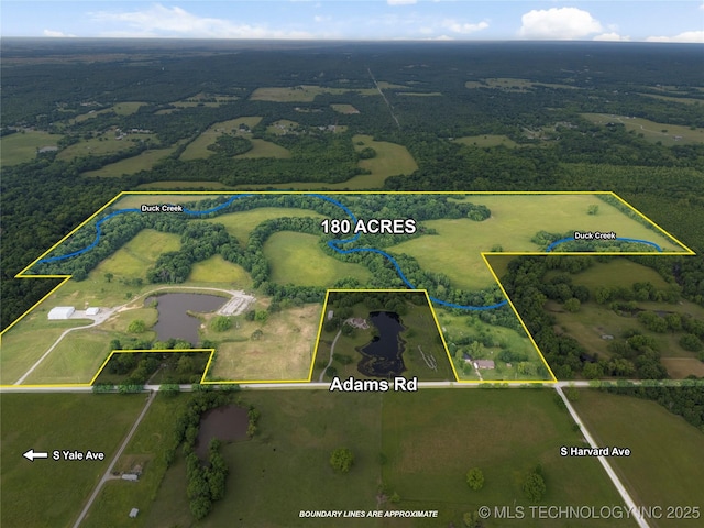 14382 Adams Rd, Mounds, OK 74047 - map of property location with property parcel outlined