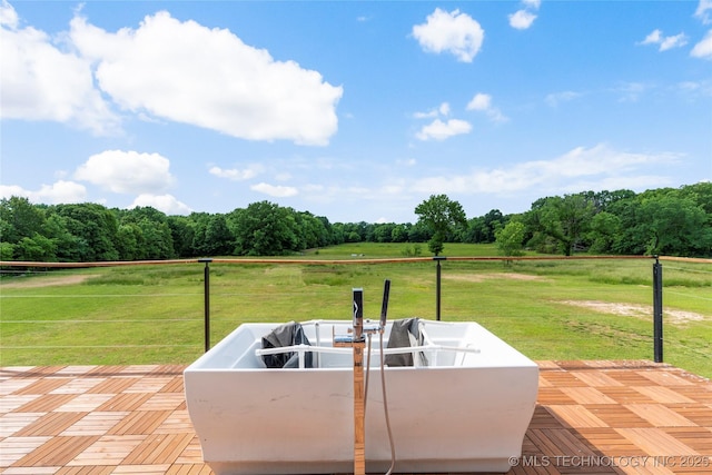 14382 Adams Rd, Mounds, OK 74047 - view of patio / terrace featuring a rural view and a forest view