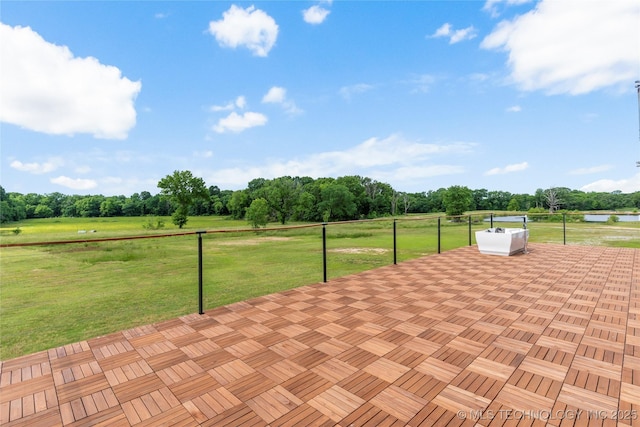14382 Adams Rd, Mounds, OK 74047 - view of patio / terrace with view of wooded area