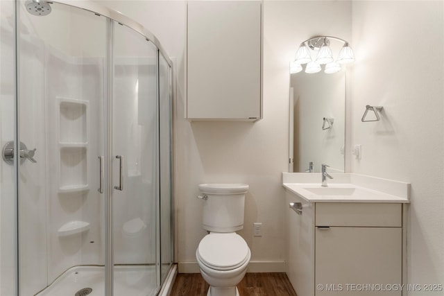 14382 Adams Rd, Mounds, OK 74047 - full bath with wood finished floors, a stall shower, and vanity