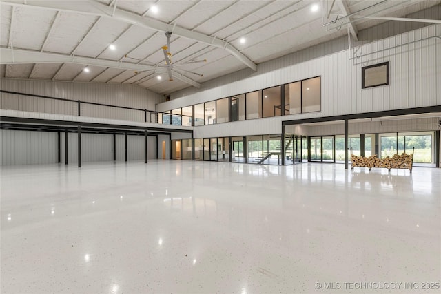 14382 Adams Rd, Mounds, OK 74047 - interior space with high vaulted ceiling and speckled floor