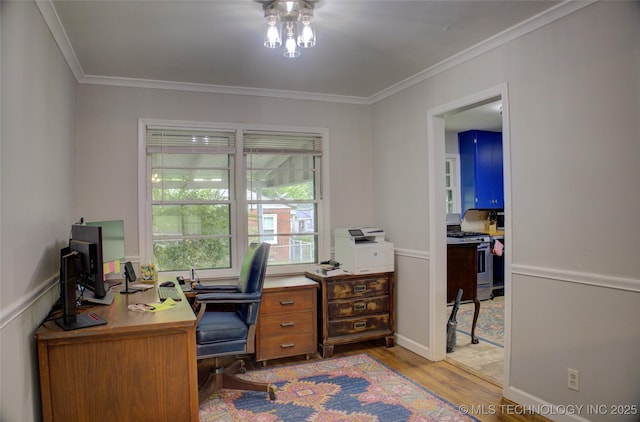 806 S New Haven Ave, Tulsa, OK 74112 - office area with light wood-type flooring and ornamental molding