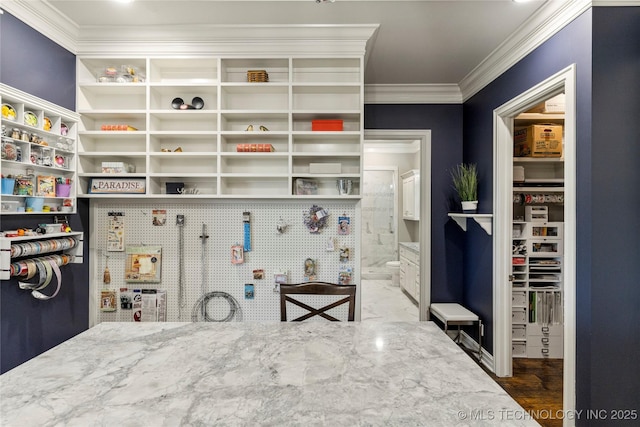 5879 N Eagle Summit Rd, Owasso, OK 74055 - bedroom with ornamental molding and ensuite bath