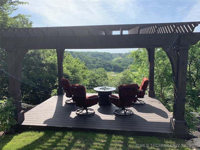 5879 N Eagle Summit Rd, Owasso, OK 74055 - wooden terrace featuring a pergola