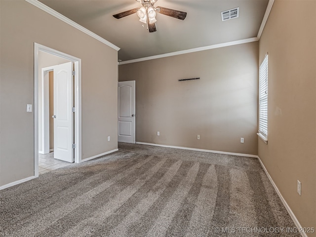 4610 E 142nd St S, Bixby, OK 74008 - carpeted empty room featuring a ceiling fan and ornamental molding