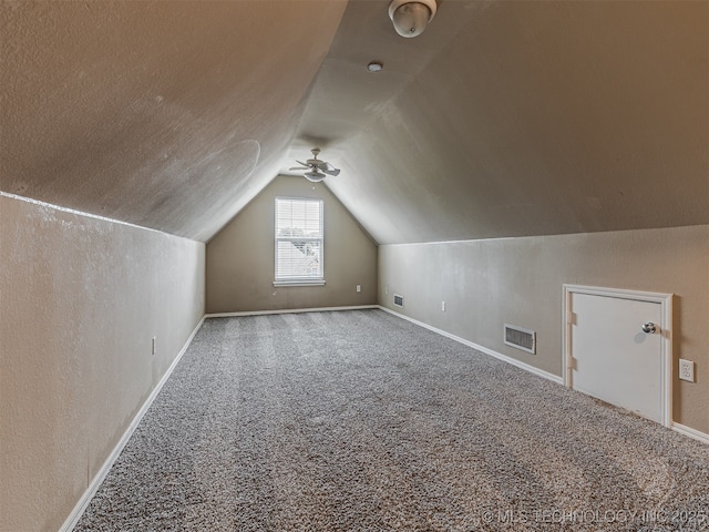 4610 E 142nd St S, Bixby, OK 74008 - additional living space with carpet flooring, vaulted ceiling, and a ceiling fan