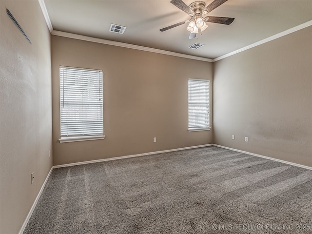 4610 E 142nd St S, Bixby, OK 74008 - carpeted empty room with crown molding and ceiling fan