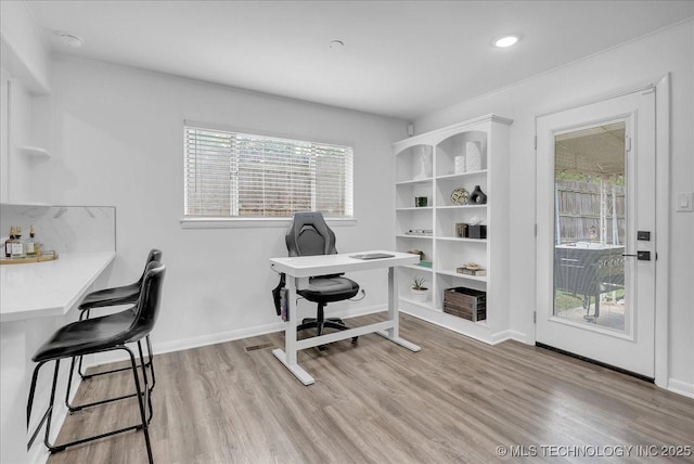 1008 E 54th St S, Tulsa, OK 74105 - home office featuring light wood-type flooring and recessed lighting