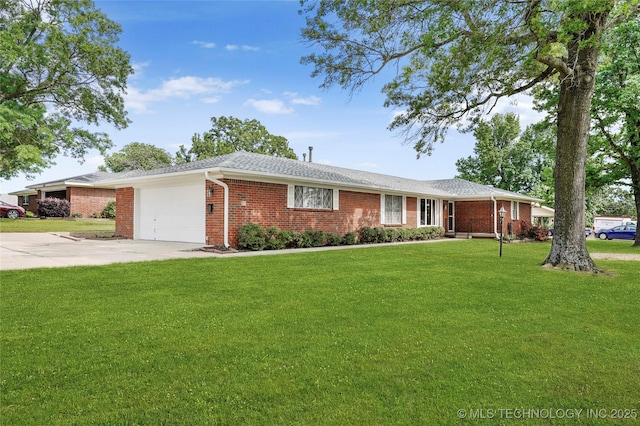 911 S Boyd Pl, Sapulpa, OK 74066 - ranch-style home with an attached garage, concrete driveway, brick siding, and a front yard