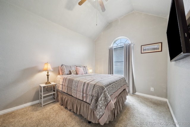 5757 W 181st St S, Mounds, OK 74047 - bedroom featuring light colored carpet, lofted ceiling, and a ceiling fan