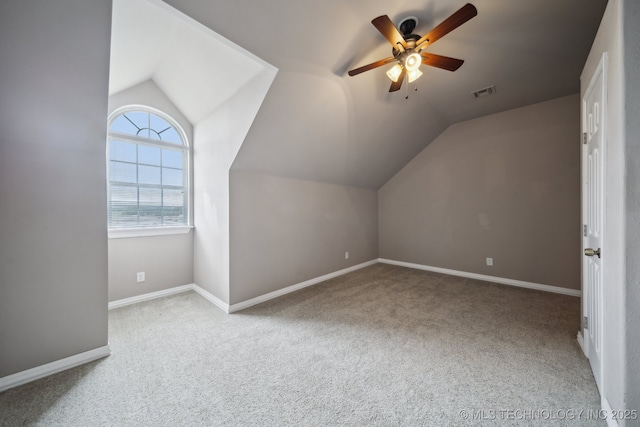 5757 W 181st St S, Mounds, OK 74047 - bonus room featuring vaulted ceiling, a ceiling fan, and carpet floors