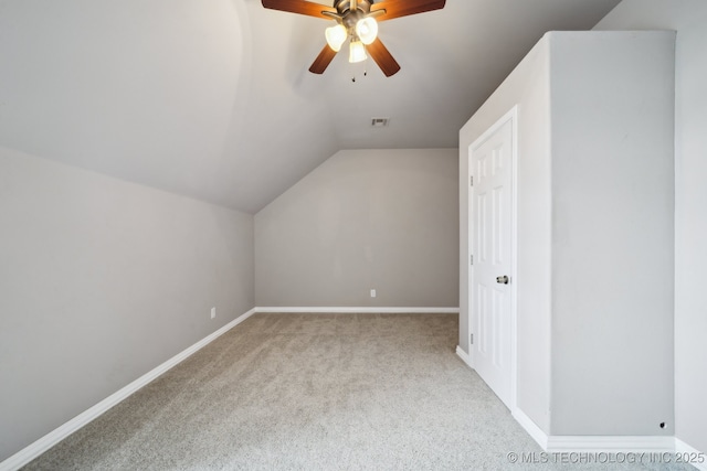 5757 W 181st St S, Mounds, OK 74047 - additional living space with lofted ceiling, ceiling fan, and carpet flooring