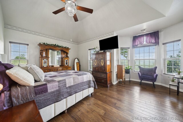 5757 W 181st St S, Mounds, OK 74047 - bedroom with hardwood / wood-style floors and a ceiling fan
