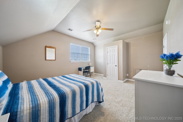5757 W 181st St S, Mounds, OK 74047 - bedroom with light carpet, lofted ceiling, and ceiling fan