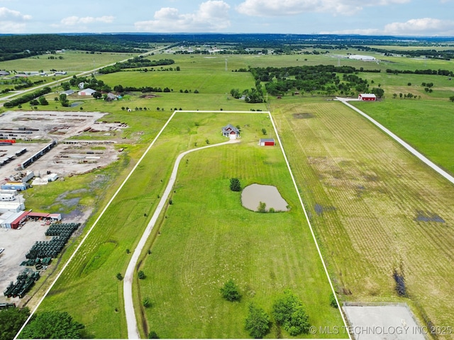 5757 W 181st St S, Mounds, OK 74047 - overview of rural landscape with property boundaries highlighted and rows of crops