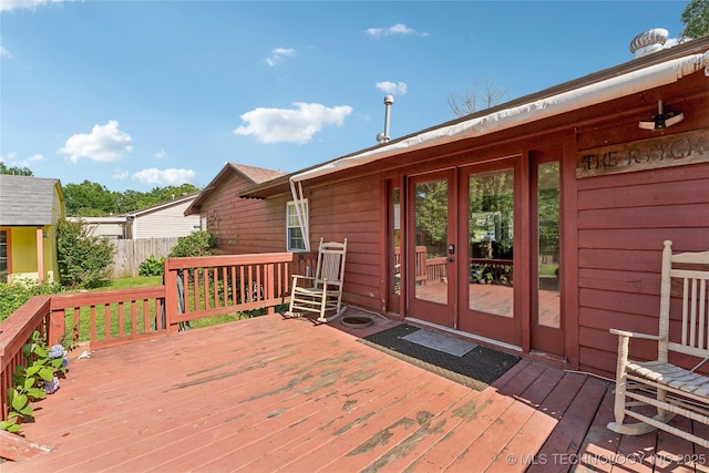 1401 E S Ave, Mcalester, OK 74501 - wooden deck featuring french doors