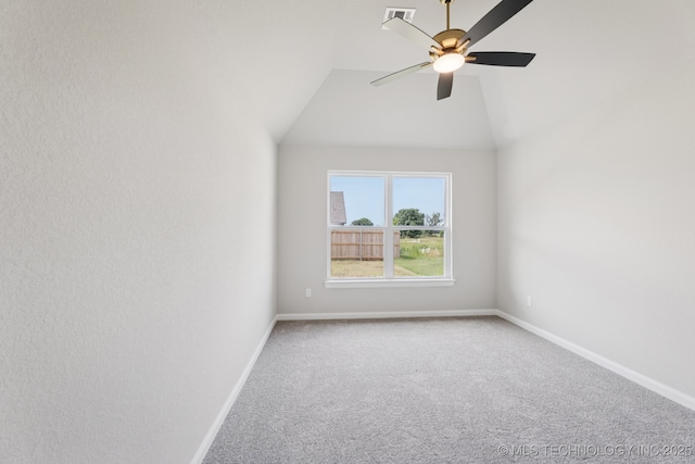 22832 E 106th Pl S, Broken Arrow, OK 74014 - unfurnished room featuring carpet floors, ceiling fan, and lofted ceiling