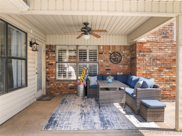 2003 8th NW, Ardmore, OK 73401 - view of patio featuring outdoor lounge area and ceiling fan