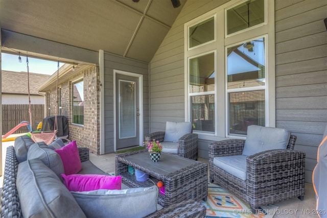 23107 E 104th Pl S, Broken Arrow, OK 74014 - view of patio / terrace with an outdoor living space and grilling area