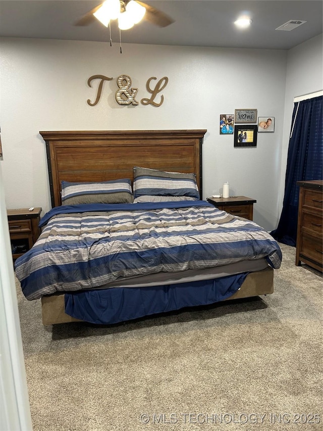 128 Crimson Ln, Calera, OK 74730 - bedroom featuring carpet flooring and ceiling fan
