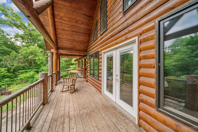 21745 E 660th Rd, Tahlequah, OK 74464 - wooden terrace with french doors
