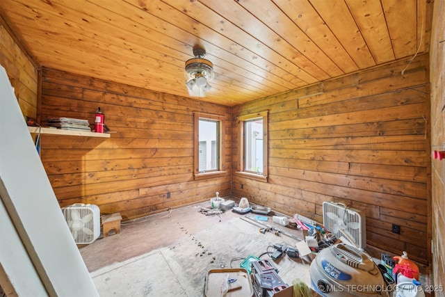 21745 E 660th Rd, Tahlequah, OK 74464 - unfurnished room featuring wooden walls and wood ceiling