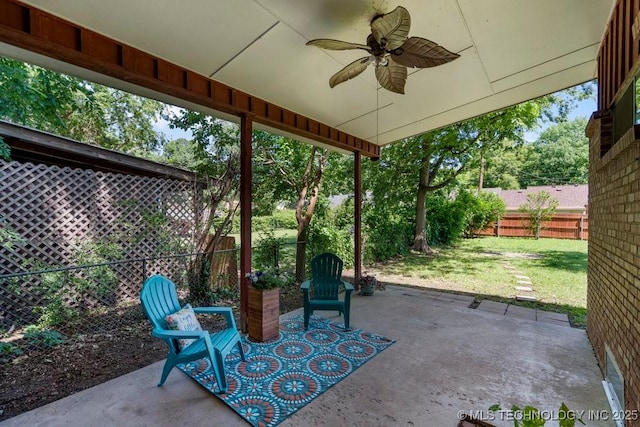 953 E 37th St, Tulsa, OK 74105 - view of patio / terrace featuring ceiling fan