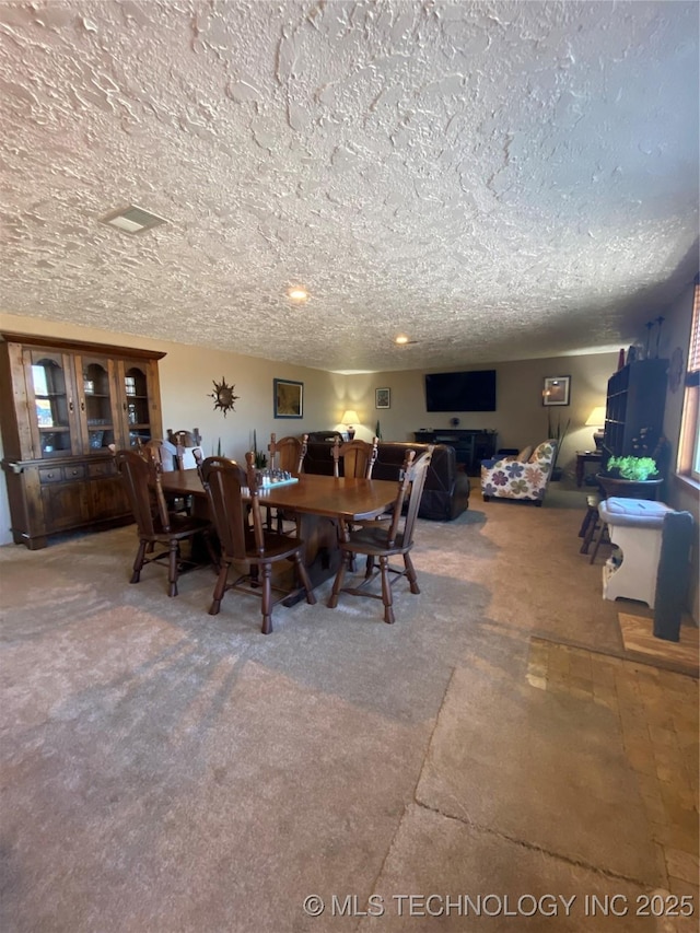 11477 State Highway 70, Madill, OK 73446 - carpeted dining area featuring a textured ceiling