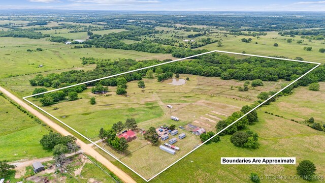 11029 N 3670th Rd, Okemah, OK 74884 - aerial view of sparsely populated area with property boundaries highlighted