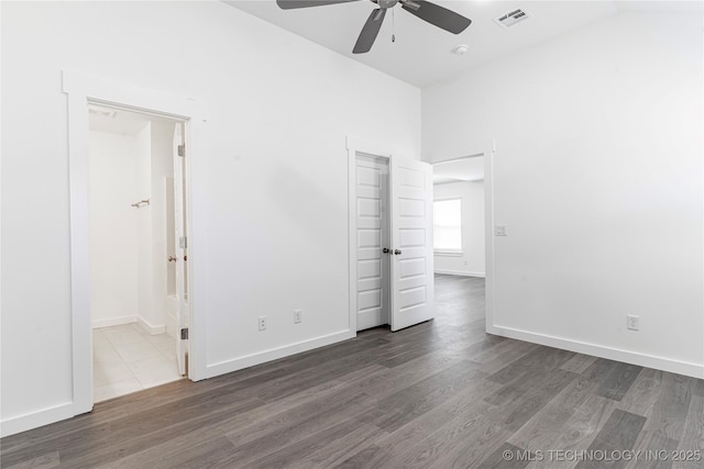 304 S 25th St, Collinsville, OK 74021 - spare room featuring a ceiling fan, wood finished floors, baseboards, and vaulted ceiling