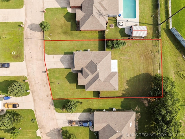 1204 Gantt, Marietta, OK 73448 - aerial view of property and surrounding area featuring property boundaries highlighted