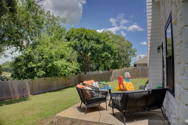13866 S Nyssa Pl, Glenpool, OK 74033 - view of patio with an outdoor living space