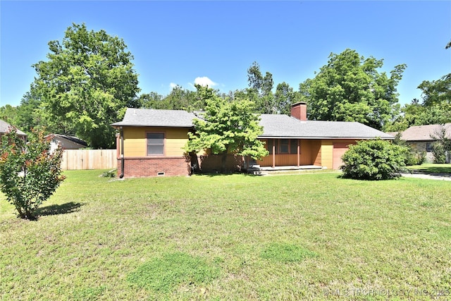 464 S Allegheny Ave, Tulsa, OK 74112 - view of front facade featuring a garage, brick siding, and a chimney