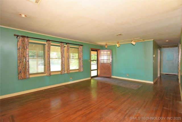 464 S Allegheny Ave, Tulsa, OK 74112 - spare room featuring baseboards, wood finished floors, and crown molding