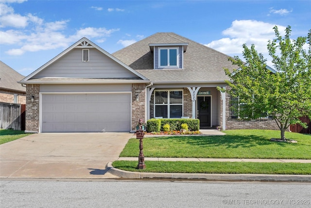2023 E 133rd St S, Bixby, OK 74008 - view of front of home with driveway, a garage, a shingled roof, and brick siding