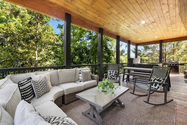 62 Hickory Canyon Trl, Broken Bow, OK 74728 - sunroom / solarium with an outdoor living space and healthy amount of natural light