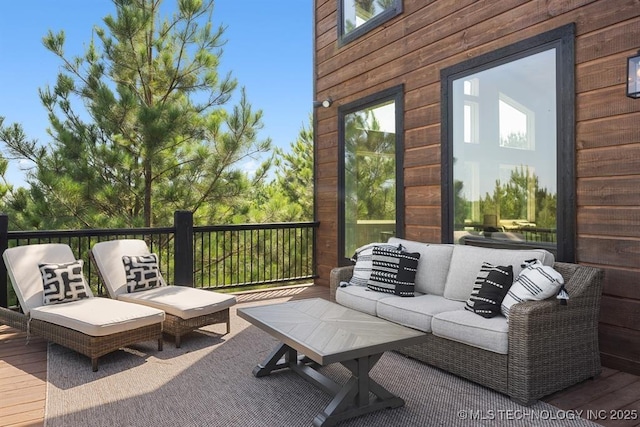 62 Hickory Canyon Trl, Broken Bow, OK 74728 - view of patio / terrace featuring outdoor lounge area and a wooden deck