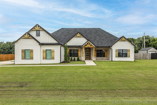 5769 S 256th E Ave, Broken Arrow, OK 74014 - modern farmhouse with board and batten siding, brick siding, and a shingled roof