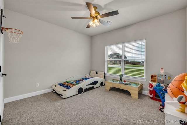 5769 S 256th E Ave, Broken Arrow, OK 74014 - carpeted bedroom featuring baseboards and a ceiling fan