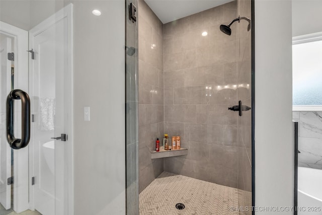 5769 S 256th E Ave, Broken Arrow, OK 74014 - full bathroom featuring a stall shower